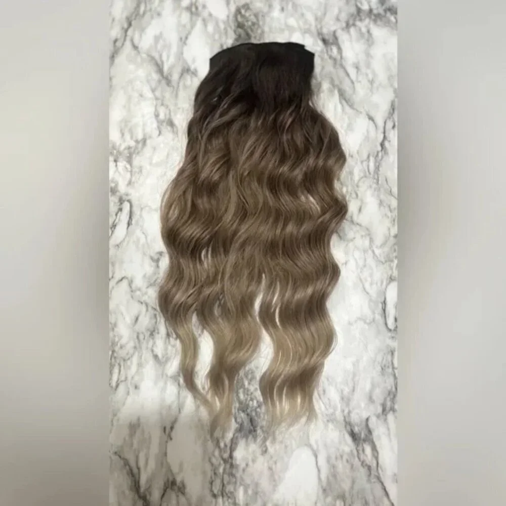 Human hair blend Water Wave Two hair Color Blonde and Brown hair Extensions